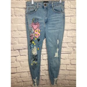 Rockstar Original Women's Jeans Wearable Art Size 9/29 Inseam 25 Gently Worn